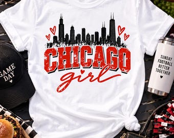 Chicago Girl Skyline Shirt Design, Windy City Pride (Png Digital Download)