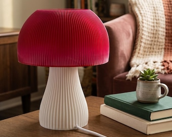 Lámpara de mesa con forma de seta, lámpara escultural moderna, luz de mesita de noche minimalista y acogedora, iluminación de diseño para la decoración del hogar.