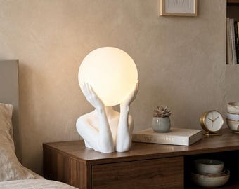 Modern Sculptural Table Lamp, Minimalist Bedside Lamp, Artistic Home Decor, Contemporary Accent Light