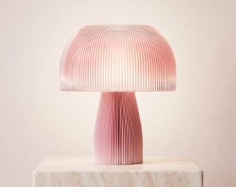 Unique Table Lamp, Pink Modern Sculptural Lamp, Minimalist Bedside Light, Designer Home Decor Lighting