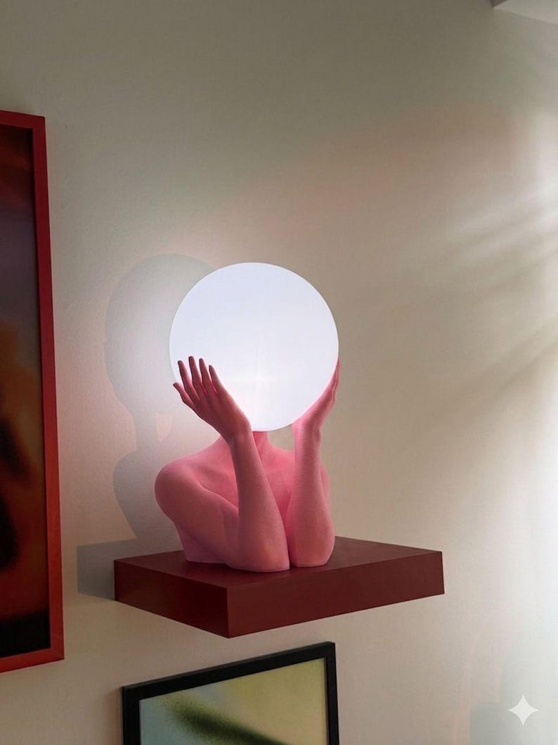 Serenity Sculptural Art Lamp, Modern Decor, Bedside Lamp, Unique Light image 1