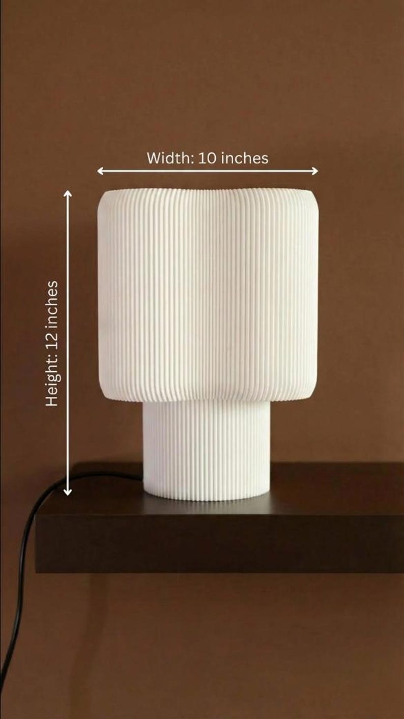 Round Ribbed Table Lamp Modern Ribbed Table Lamp – Minimalist Bedside Light – Sculptural Accent ...