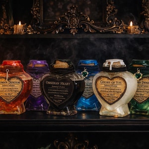 Eliksiry Zaklętego Pożądania – Zestaw Mikstur Miłosnych, Dekoracje Czarownic, Prezent Gotycki, Butelki z Miksturami Fantasy, Mroczna Akademia, Dekoracje Czarownic