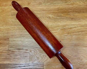 Vintage Dark Wood One-piece Wide Rolling Pin 15” Long
