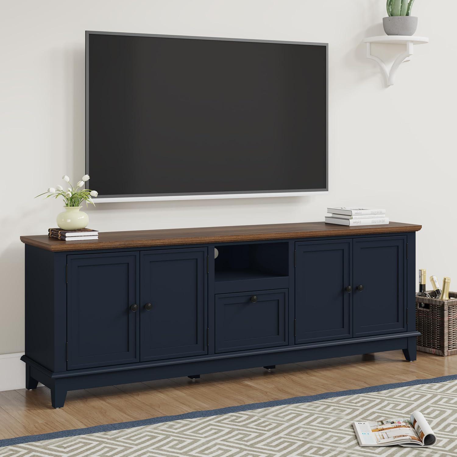 72 Inch TV Stand Entertainment Center With 4 Front Doors and Adjustable ...