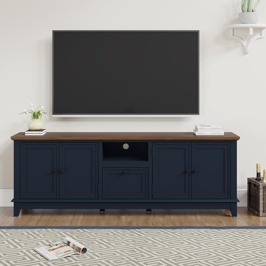 72 Inch TV Stand Entertainment Center With 4 Front Doors and Adjustable ...