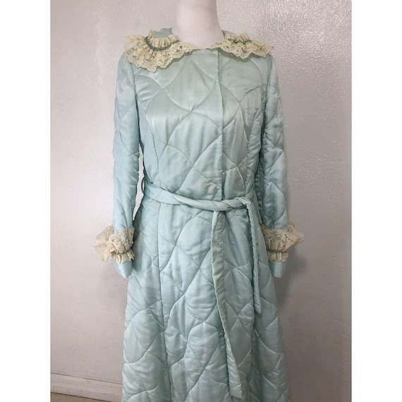 Rare Eleanor Beard Quilted Satin Robe Size Small Lace Collar Belted Etsy Canada