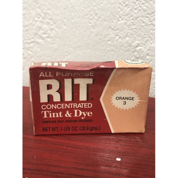 Vintage Deadstock All Purpose RIT Orange 3 Concentrated Tint & Dye 1-1/8oz