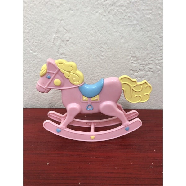 Vintage Mattel Barbie Heart Family Nursery Baby Pink ROCKING HORSE 1984