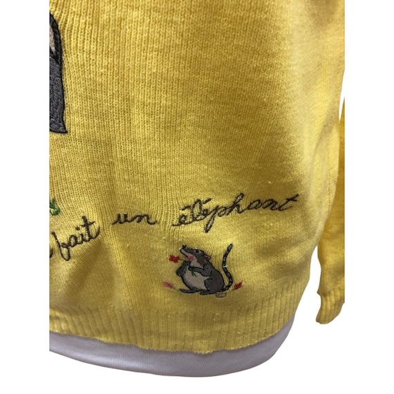 Vtg Mid Century V-Neck Sweater Embroidered Elepha… - image 2