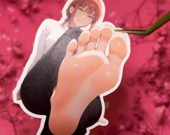 Makima Sticker | Chainsaw Man | Cute Waifu Anime Girl with Beautiful Feet | Stunning Legs | Waterproof Matte Vinyl Die Cut Decal