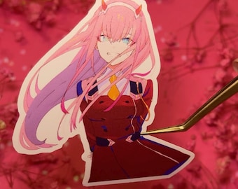 Adesivo Zero Two / Darling in the Franxx / Ragazza anime Waifu carina / Adesivo fustellato in vinile opaco impermeabile