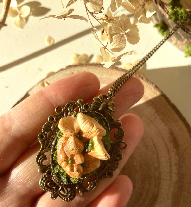 Oyster mushroom clay mossy necklace vintage bezel mushroom Oyster mushroom jewelry. A Mushroom/'s Story