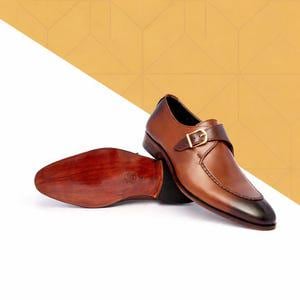 Handgemachte Braune Single Monk Strap Top Schuhe