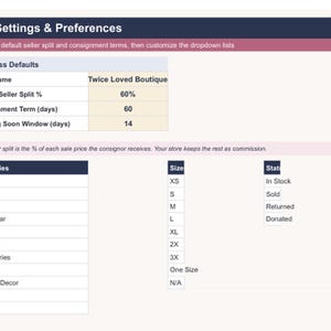 Consignment Inventory Tracker Google Sheets Template | Resale Shop Stock, Seller Payouts & Expiry Alerts Sheet image 7