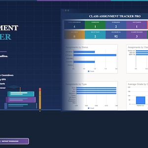 Class Assignment Tracker Pro | Google Sheets | Dashboard, Grade Tracker & Deadline Alert