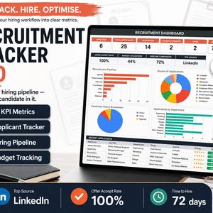 Recruitment Tracker (Google Sheets) | Hiring Pipeline & Applicant Tracking Dashboard | Interview Scorecard | HR ATS