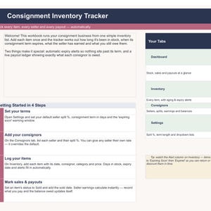 Consignment Inventory Tracker Google Sheets Template | Resale Shop Stock, Seller Payouts & Expiry Alerts Sheet image 3
