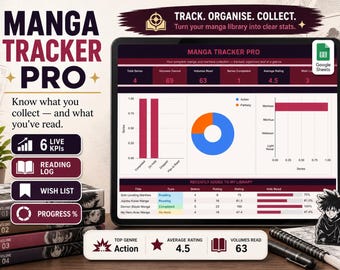 Manga Tracker | Google Sheets | Manga Collection, Reading Log & Wish List Dashboard for Collectors