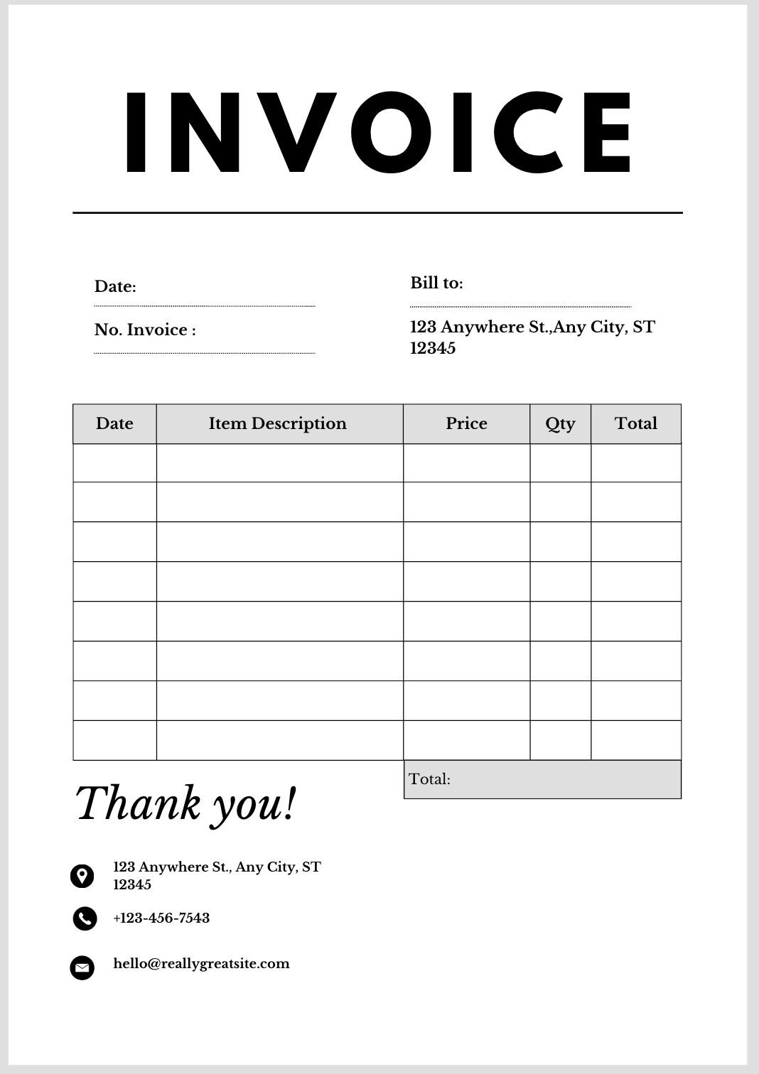 Canva Invoice Template – Professional Billing Document – Editable Small ...