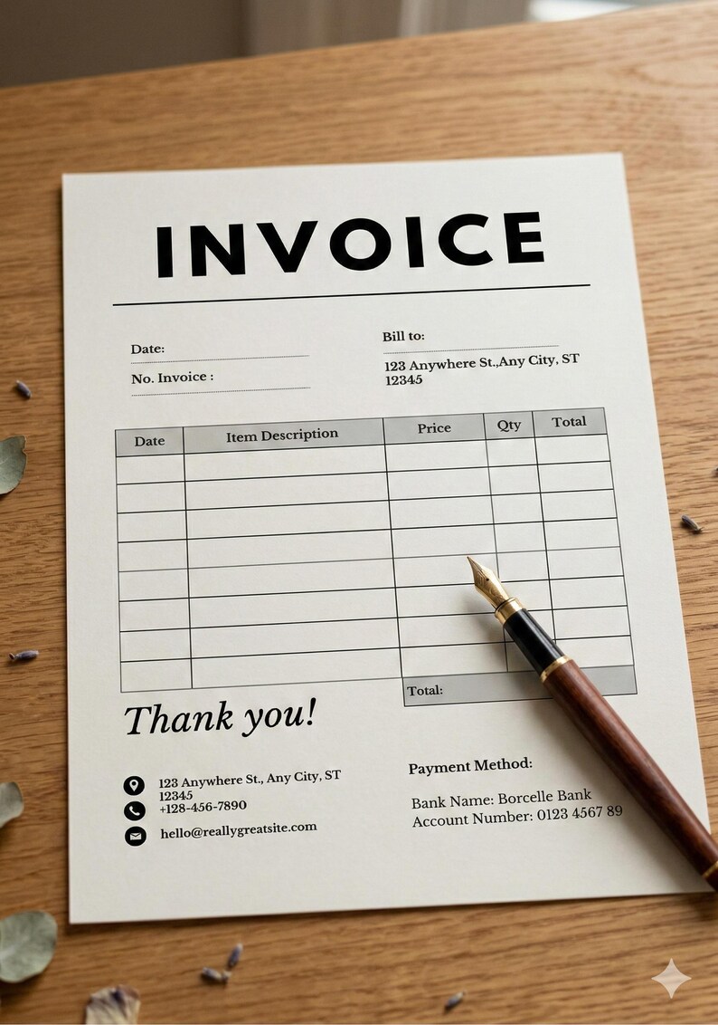 Canva Invoice Template – Professional Billing Document – Editable Small ...