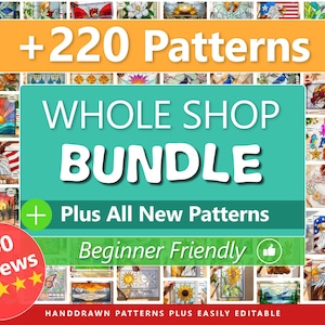 Paquete completo para tienda + 220 patrones de vidrieras / Proyecto para principiantes / Colección digital en PDF para atrapasoles y paneles / Descarga instantánea