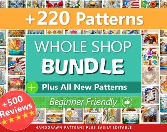 Whole Shop Bundle +220 Stained Glass Pattern | Beginner Project | Digital PDF Collection for Suncatchers & Panels | Instant Download
