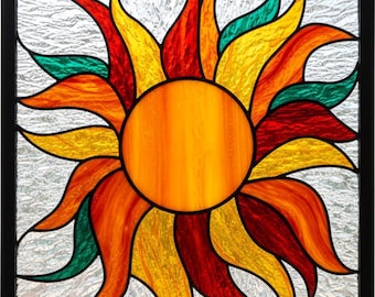 Modèle de vitrail sunburst, modèle attrape-soleil, projet de bricolage (téléchargement numérique)