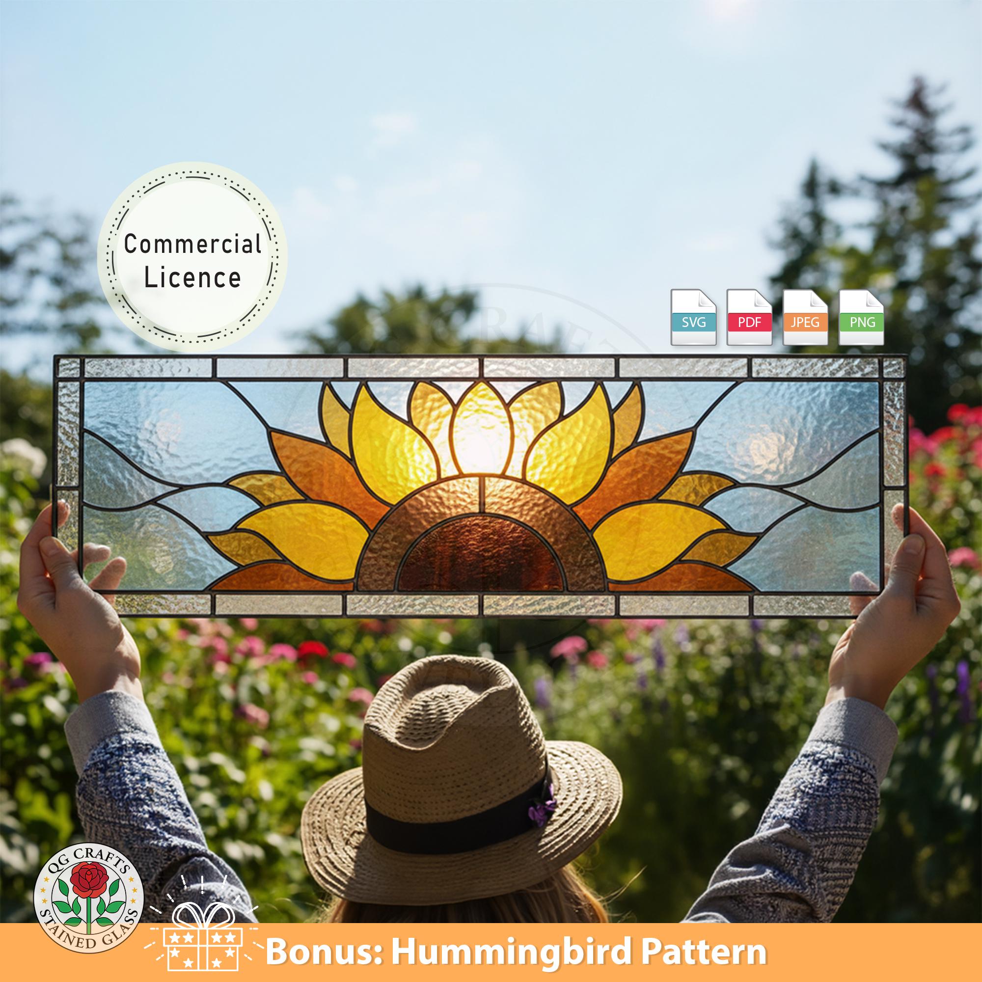 Commercial License – Sunflower Stained Glass Pattern – Horizontal