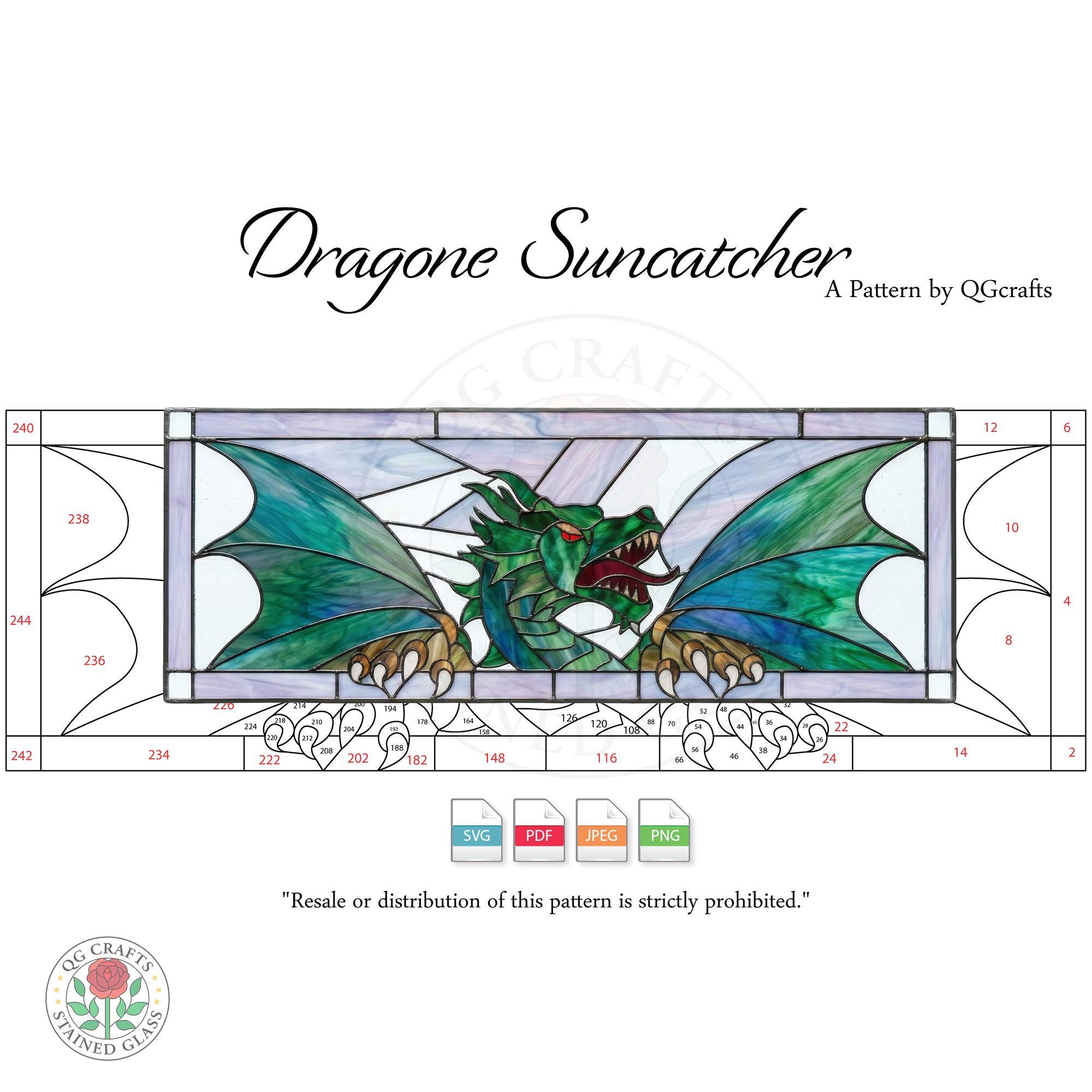 Stained Glass Pattern PDF - Dragon - Digital Download, Fantasy Stained ...