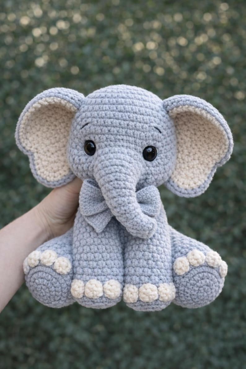 Crochet Elephant Amigurumi Pattern | Sitting Safari Plush Toy PDF - Etsy