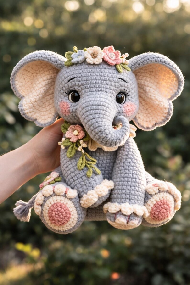Crochet Elephant Amigurumi Pattern | Sitting Safari Plush Toy PDF - Etsy