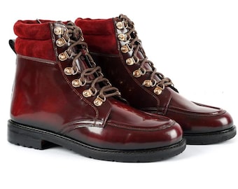 Creative Leather Lace Up Ankle Boots | Premium Leather Combat Style Boots | Casual & Formal Shoes for Men | Free Shipping  | Men's Boot