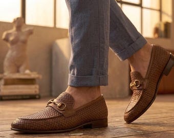 Sapatos masculinos de couro legítimo da Creative Leather – Sapatos clássicos para casamento – Oxfords formais de couro legítimo – Sola de couro – Frete grátis