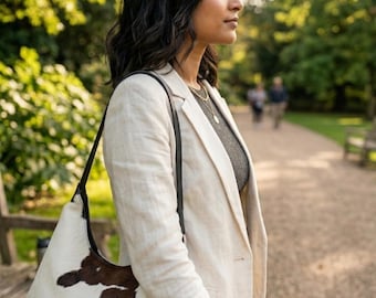 Creative Leather Genuine Cowhide Hobo Bag – Western Hair-On Hide Purse, Boho Style Leather Tote, Perfect Gift for Her