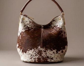 Premium Cowhide Hair On Hobo Bag | Western Boho Leather Shoulder Purse | Handmade Tote | Creative Leather Purse