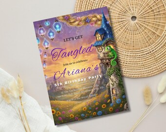 Tangled Princess Birthday Invitation, Rapunzel Inspired Party Invite, Fairytale Lantern Birthday Invitation, Girl Princess Party, Editable