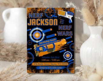 Editable Dart Gun Birthday Invitation, Nerf Style Birthday Invite, Boys Dart Battle Party Invite, Action Birthday Invitation, Canva Template