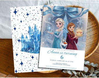 Ice Princess Birthday Invitation Editable Canva Template Snow Queen Party Invite Winter Birthday Digital