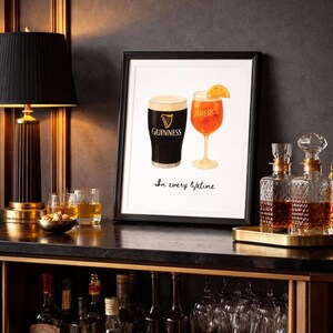 Guinness and Aperol Watercolour Print | Bar Cart Art | Romantic Couples Gift | Housewarming Gift | Engagement Gift (Digital Download)