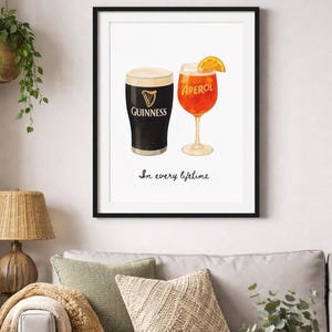 Guinness and Aperol Watercolour Print | Bar Cart Art | Romantic Couples Gift | Housewarming Gift | Engagement Gift (Digital Download)