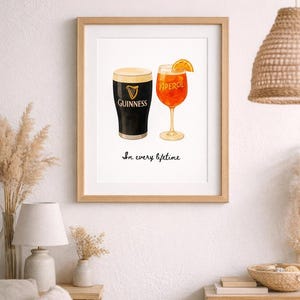 Guinness and Aperol Watercolour Print | Bar Cart Art | Romantic Couples Gift | Housewarming Gift | Engagement Gift (Digital Download)