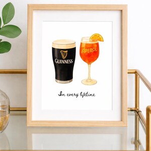 Guinness and Aperol Watercolour Print | Bar Cart Art | Romantic Couples Gift | Housewarming Gift | Engagement Gift (Digital Download)