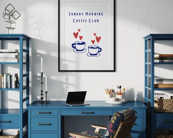 Sunday Morning Coffee Club Print | Kitchen Wall Art (Digital Print)
