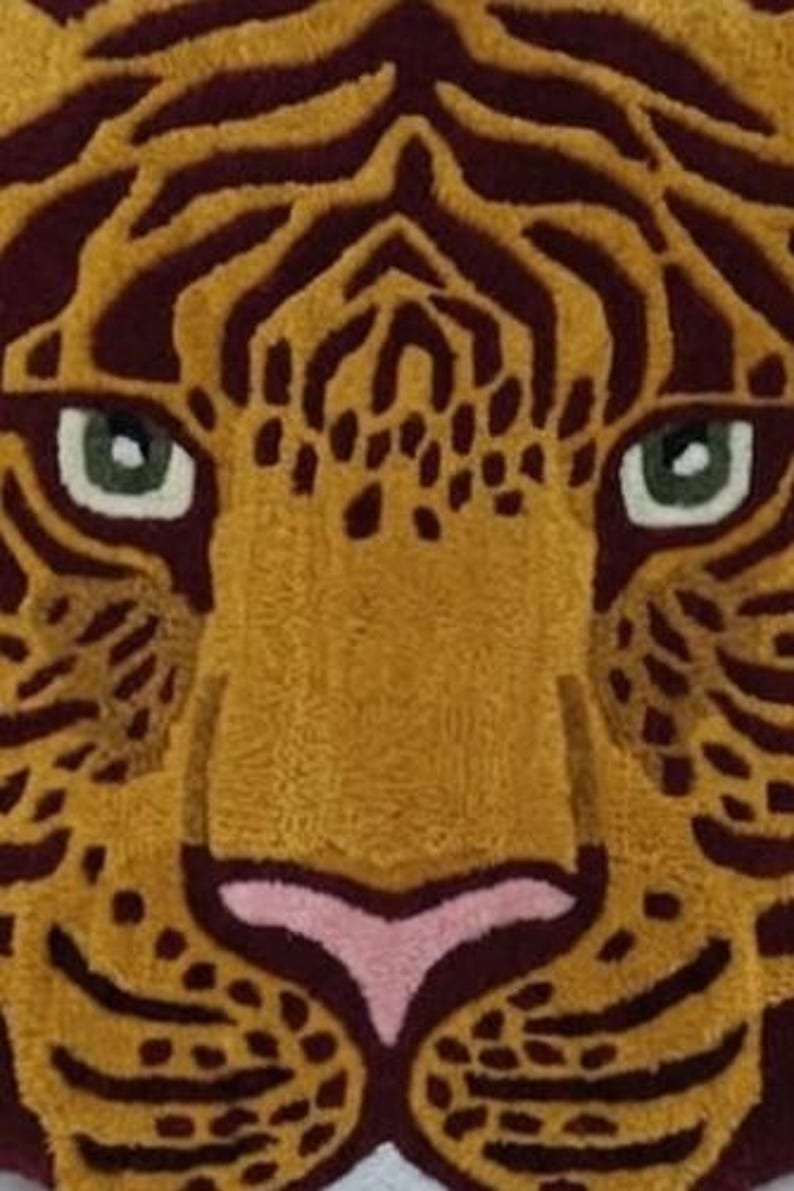 Tiger Head Rug, Hand Tufted Tiger Rug, Animal Shape Rug, Jungle Theme ...