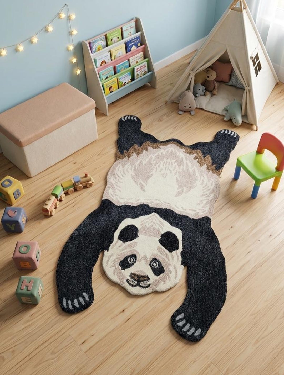 Real Panda Rug Hand Tufted Panda Rug – Soft Animal Carpet for Nursery, Playroom Floor ...
