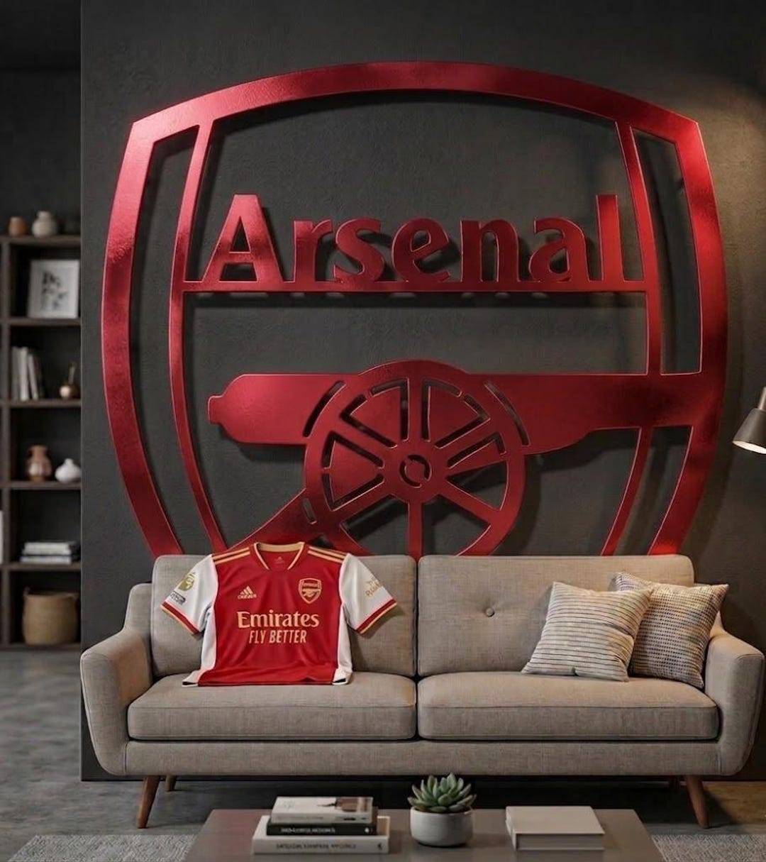 Arsenal Metal Wall Art, Football Logo Decor, Minimalist Sports Hanging ...