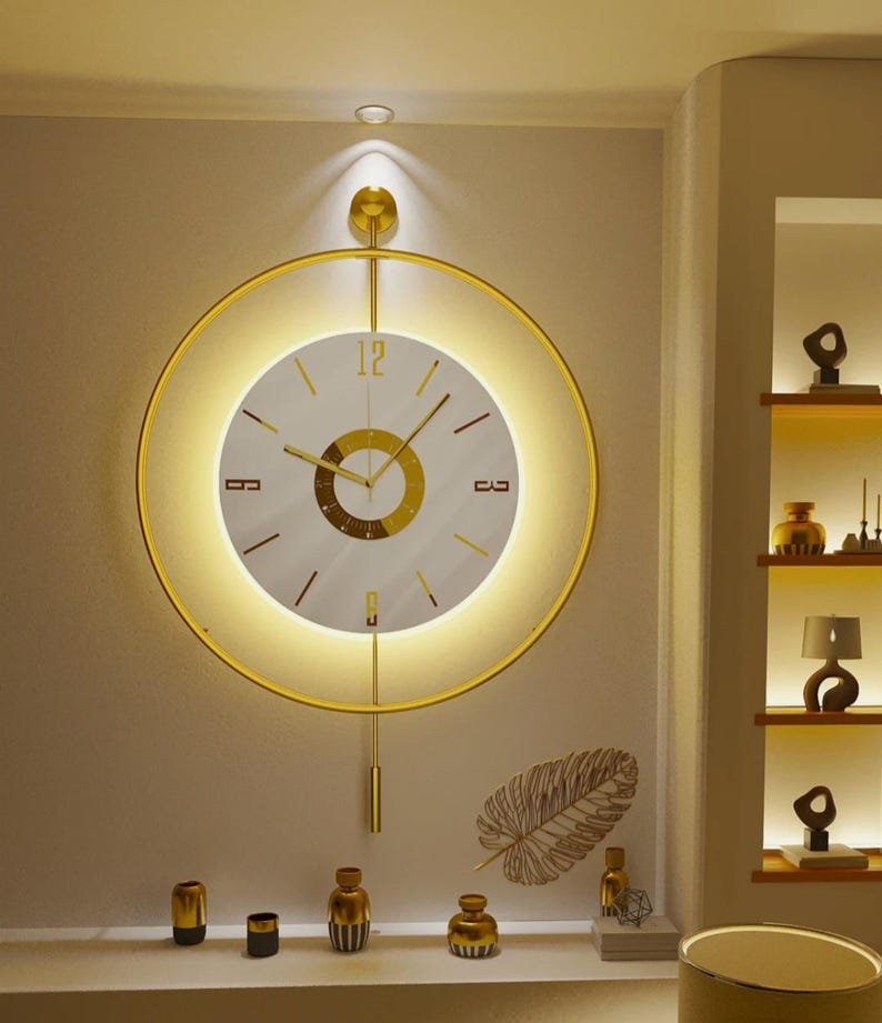 Modern Luxury LED Wall Clock,silent Gold Decorative Wall Decor,large ...