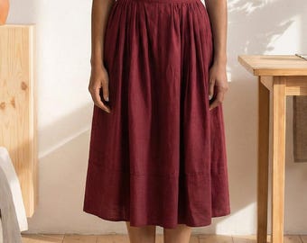 100% Natural linen skirt women, Custom linen skirt women, Linen A-line skirt, Tea length linen skirt, Linen midi skirt women, Handmade skirt