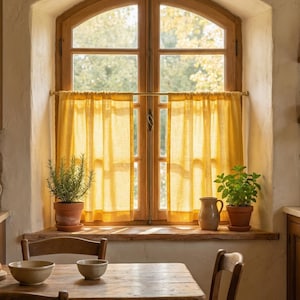 Leinen Café Vorhang, Benutzerdefinierte Café Vorhänge, Benutzerdefinierte Leinenvorhang, Küche Café Vorhänge, Natürliche Leinenvorhänge, Leinen Stange Taschenvorhang